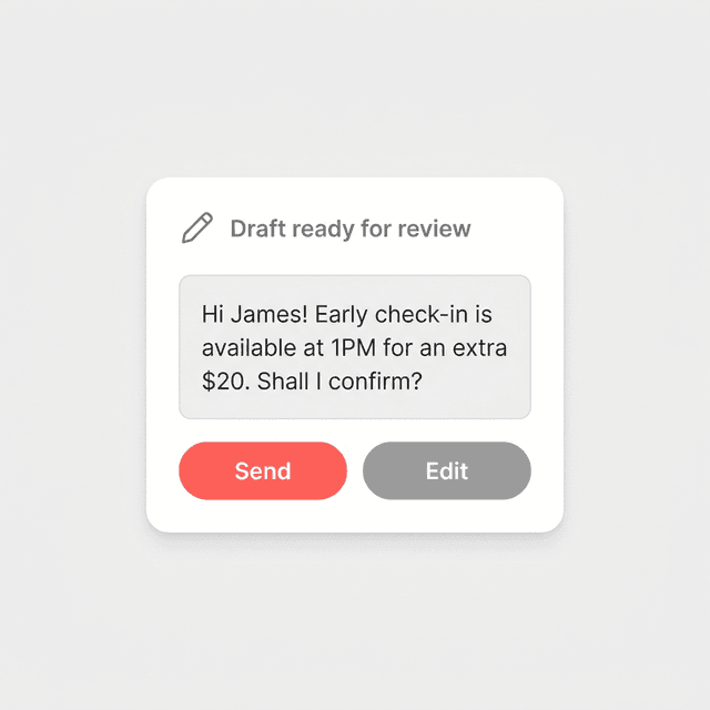 Morphic human-in-the-loop host approval preview for Airbnb guest replies.