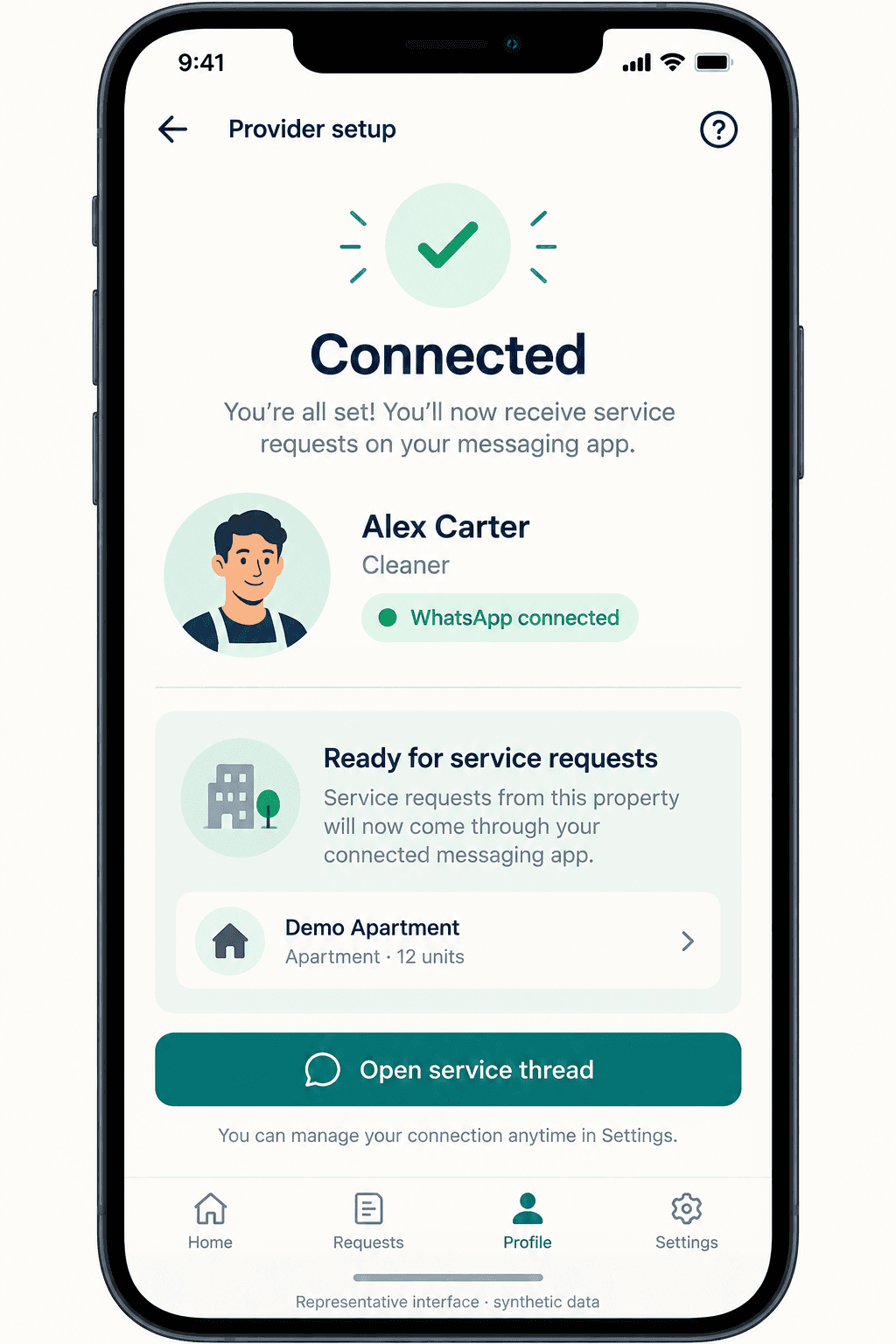 Sample Morphic Airbnb connection receipt showing a connected listing and imported booking context